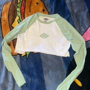 Dickies Mint Green and White Cropped Top